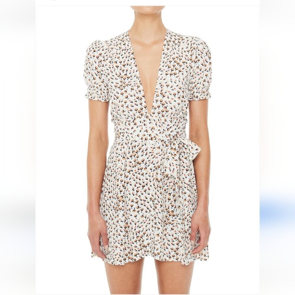 Faithfull the Brand White and Brown Mini Dress